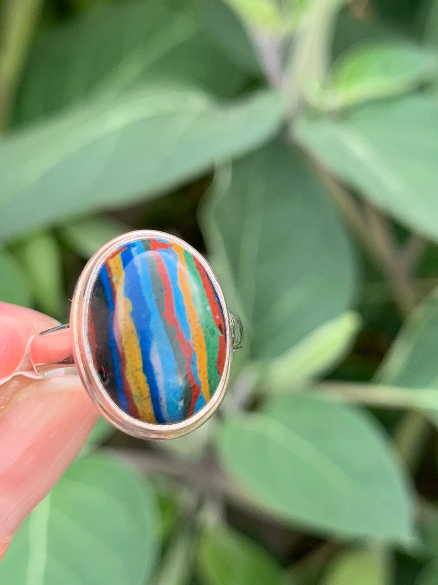 Rainbow Calsillica Ring size 7