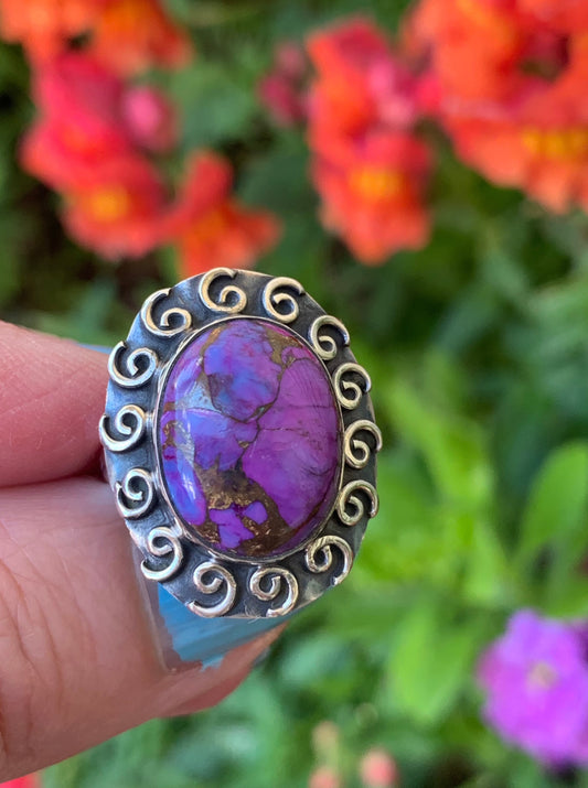 Purple Copper Turquoise Ring Size 7