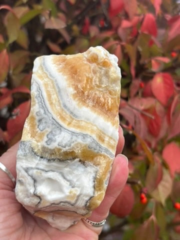 Zebra Calcite with Orange Calcite - Mexico