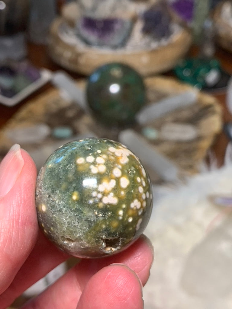 Ocean Jasper Sphere - 8th Vein - Teal