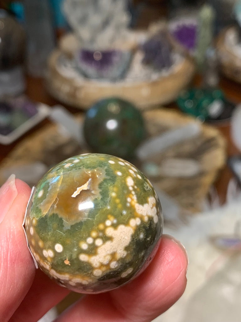 Ocean Jasper Sphere - 8th Vein - Teal