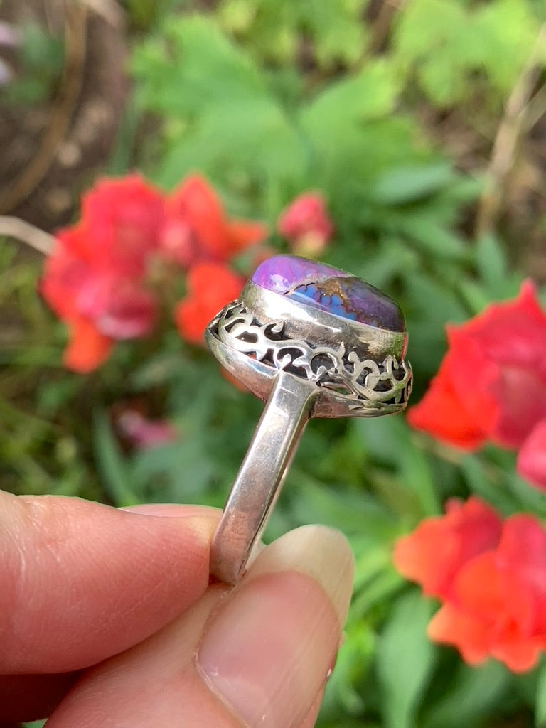 Purple Copper Turquoise Ring Size 8.5