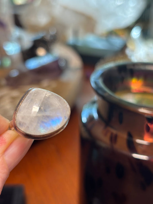 Rainbow Moonstone Ring size 6