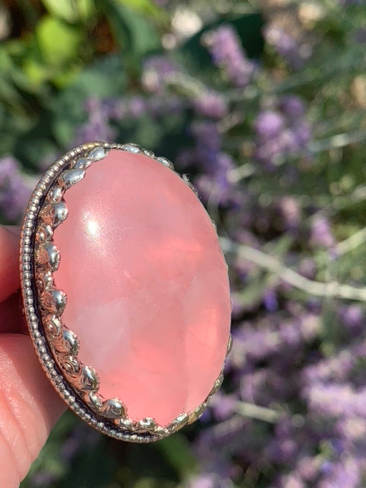 Rose Quartz ring - Tibetan Silver