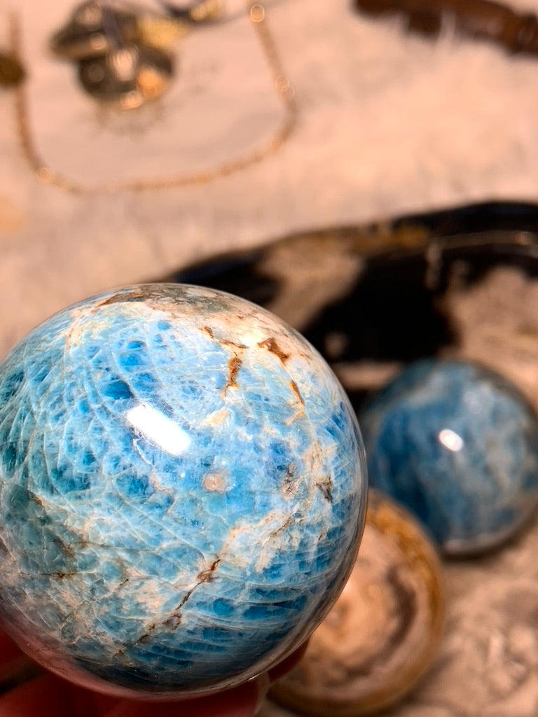 Blue Apatite Sphere - Madagascar