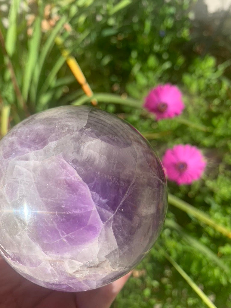 Dream Amethyst with Smokey Quartz Sphere - Madagascar