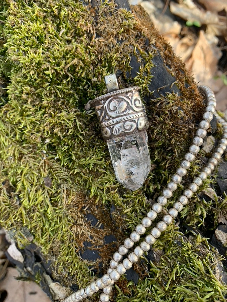 Tibetan Silver beaded necklace - PENDANT NOT INCLUDED