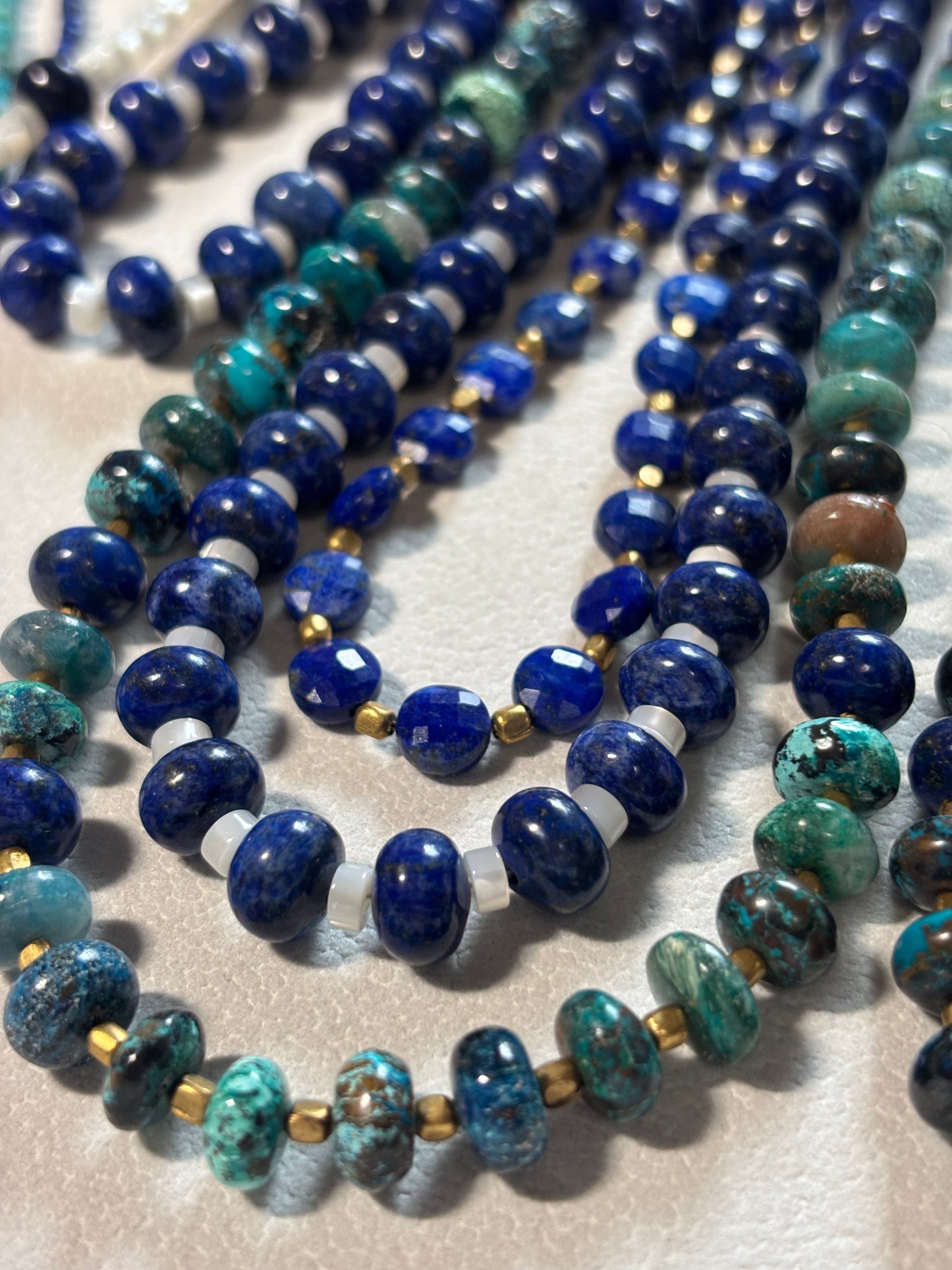 Moonlit Water — Lapis Lazuli with Mother of Pearl