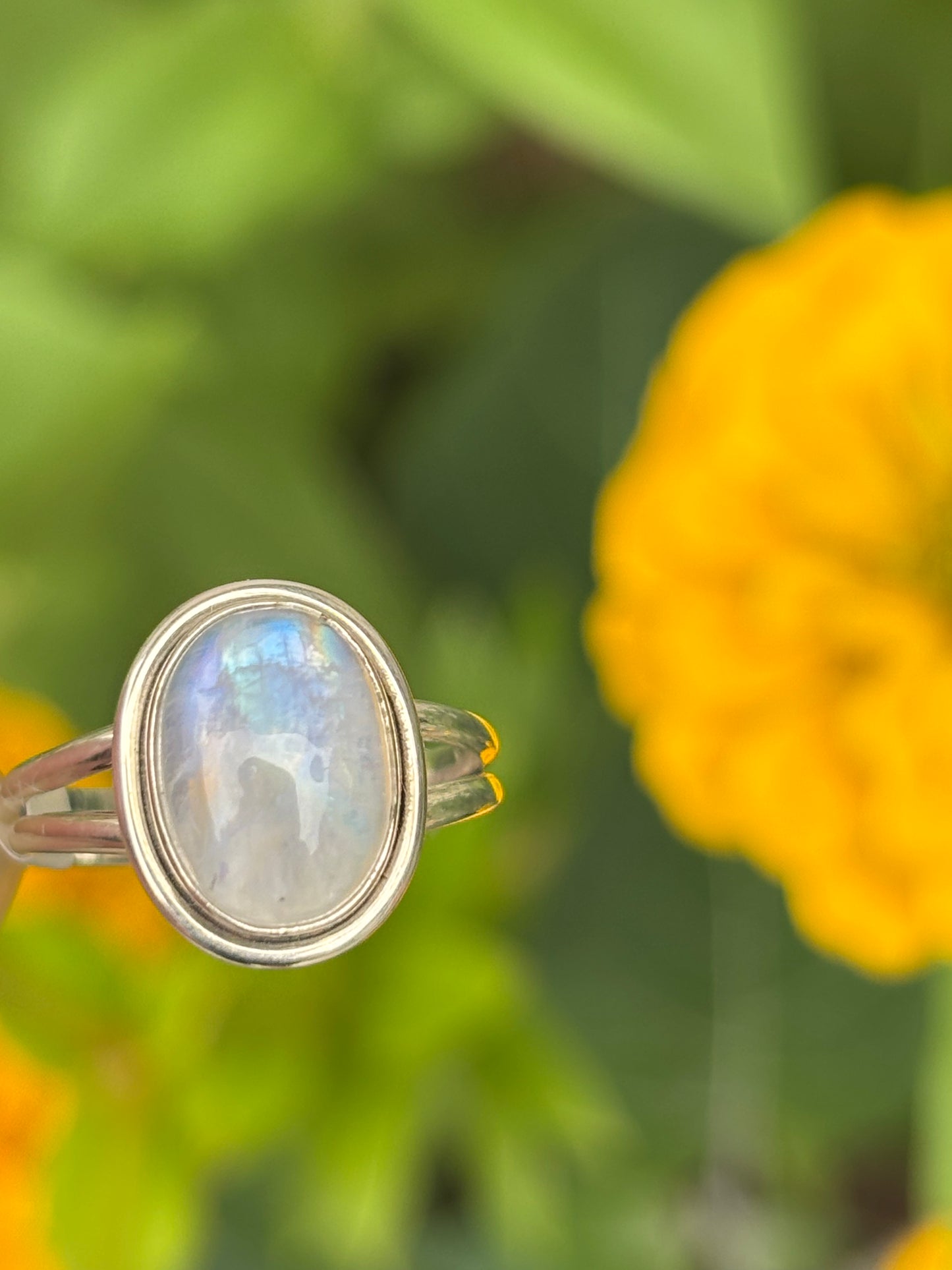 Rainbow Moonstone Ring size 7