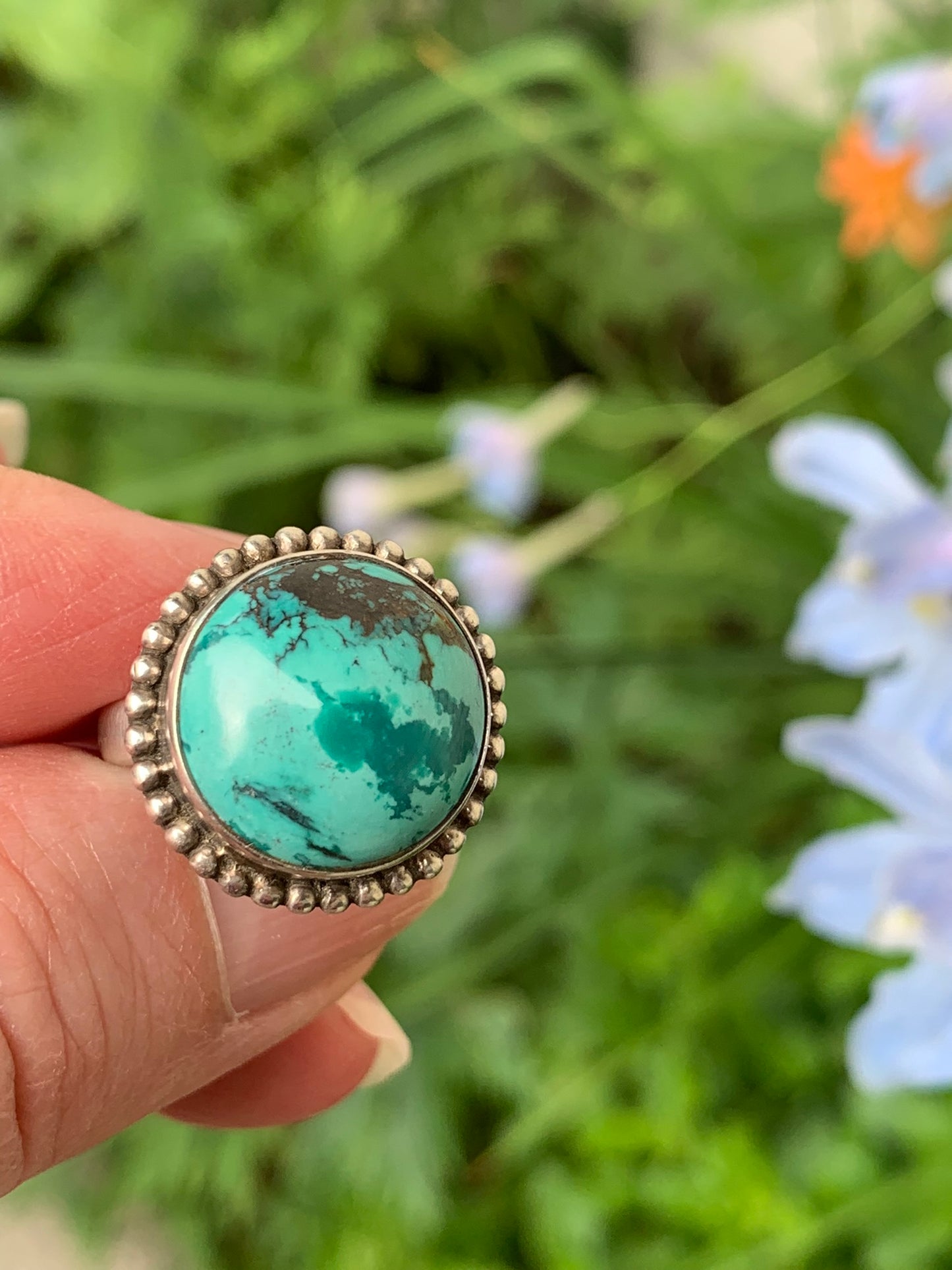 Turquoise with Malachite Ring size 7