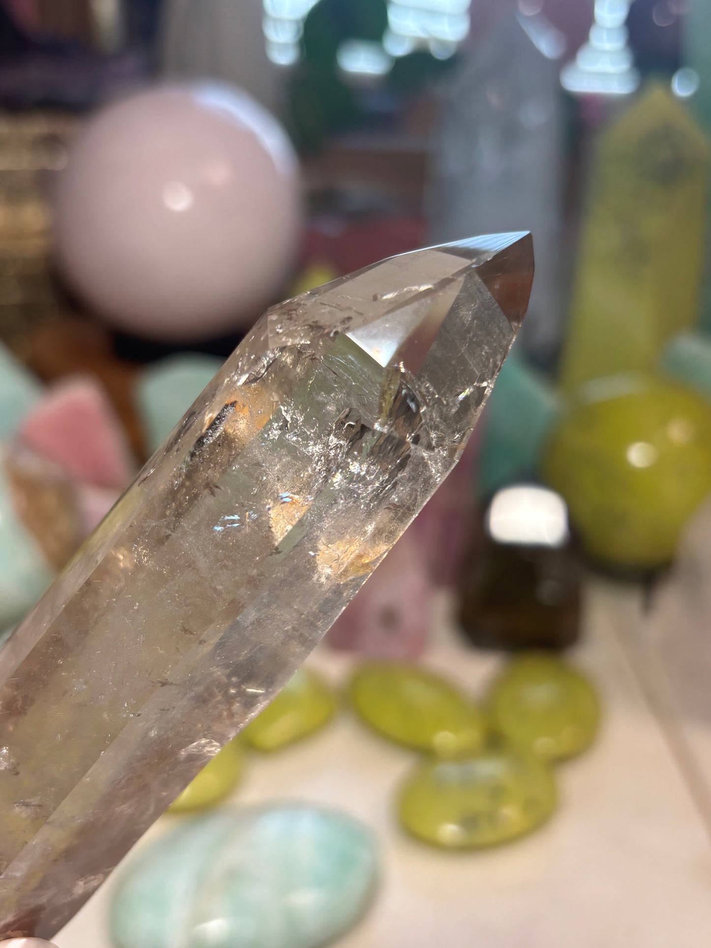 Smokey Quartz with inclusions - Point on stand - Brazil