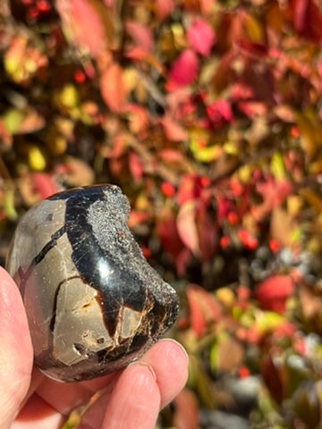 Septarian Druzy Dragon Egg with Calcite crystals - Madagascar