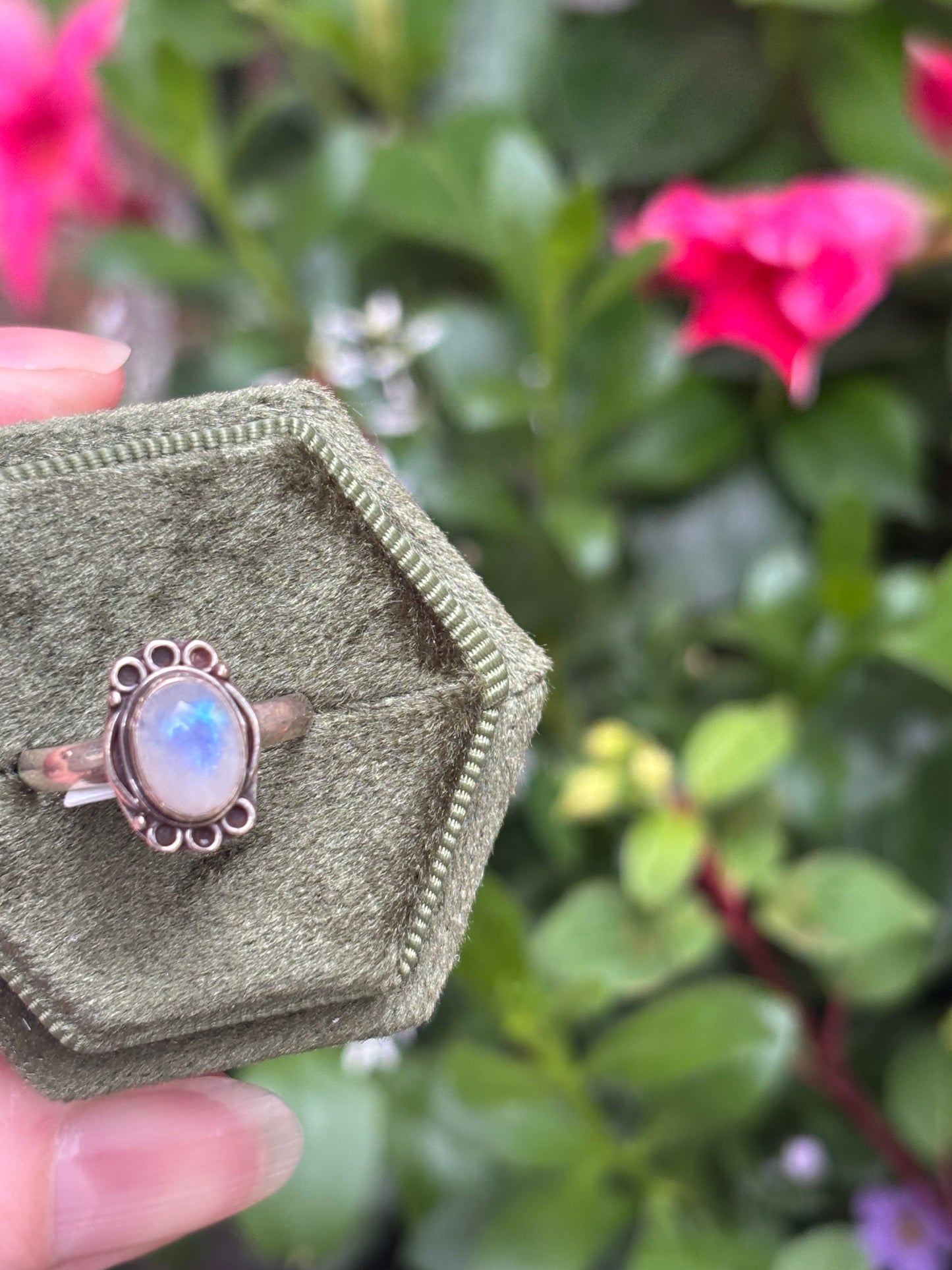 Rainbow Moonstone Ring size 6.25