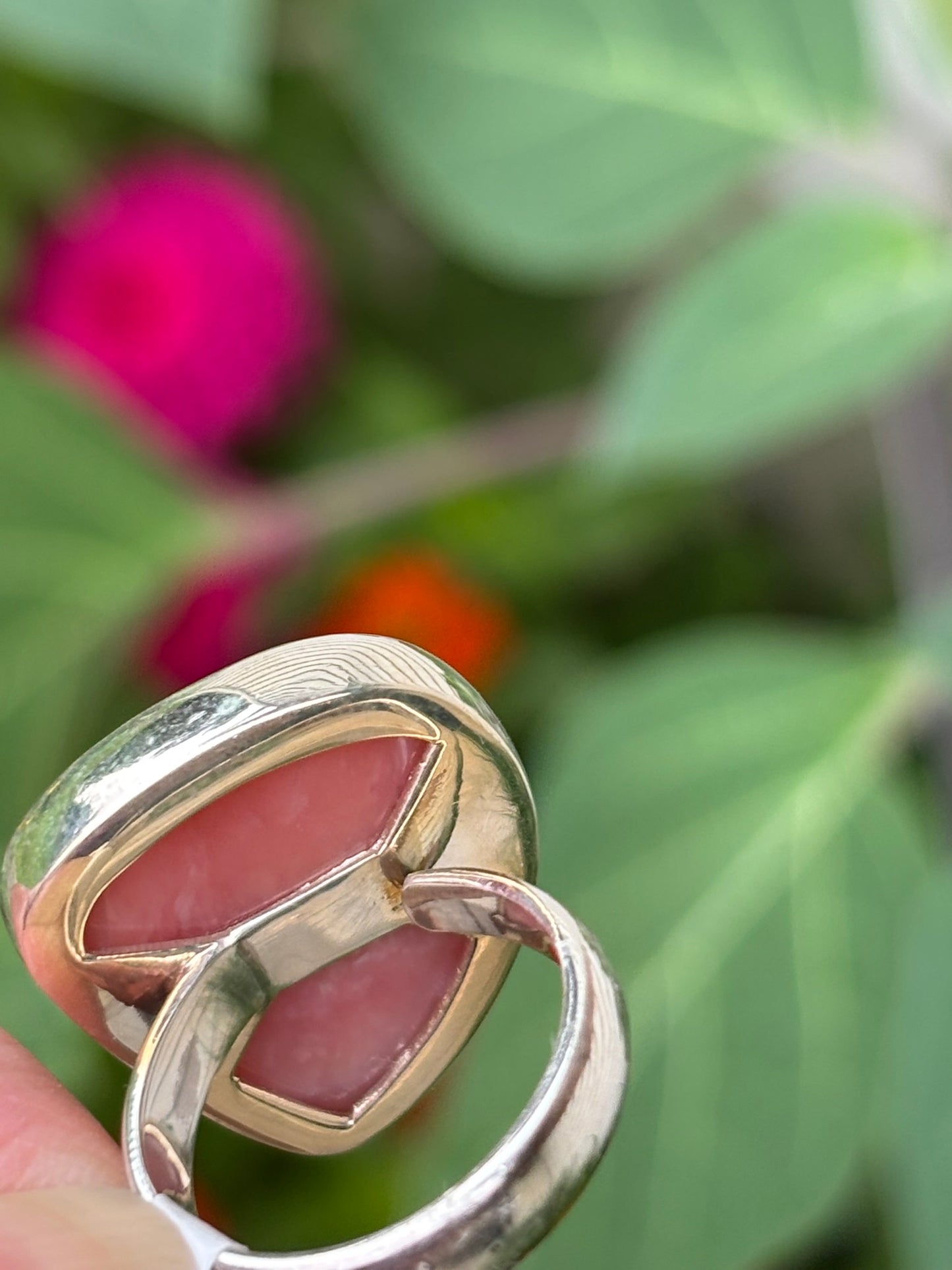 Pink Opal Ring Size 7.5 Adjustable