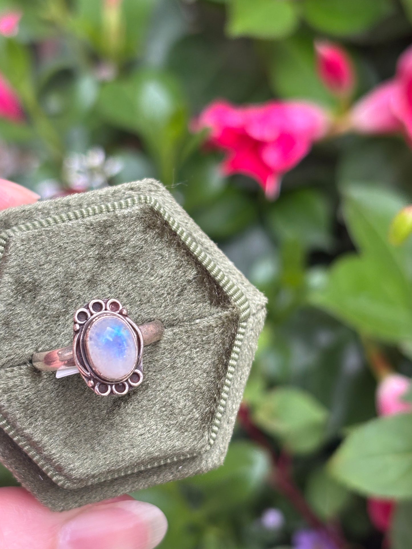 Rainbow Moonstone Ring size 6.25