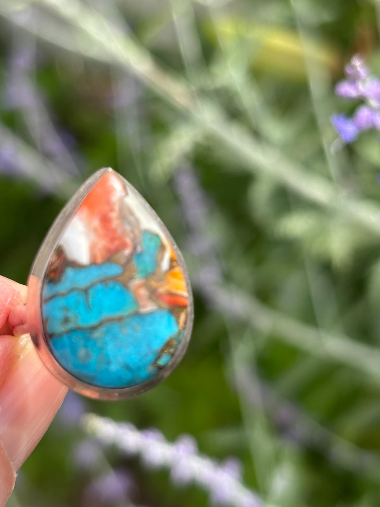 Spiny Oyster and Turquoise Ring size 7