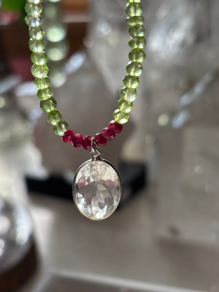 Celestial Gate — Peridot, Red Spinel and Lemurian Quartz