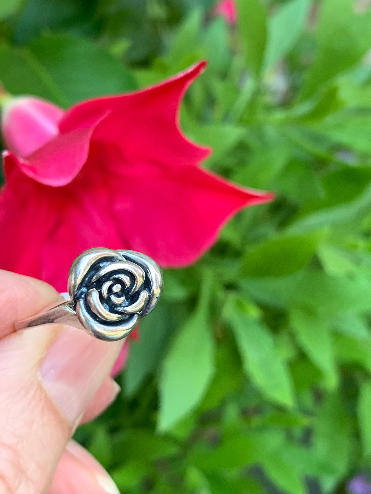 Sterling Silver ROSE Ring 8.5