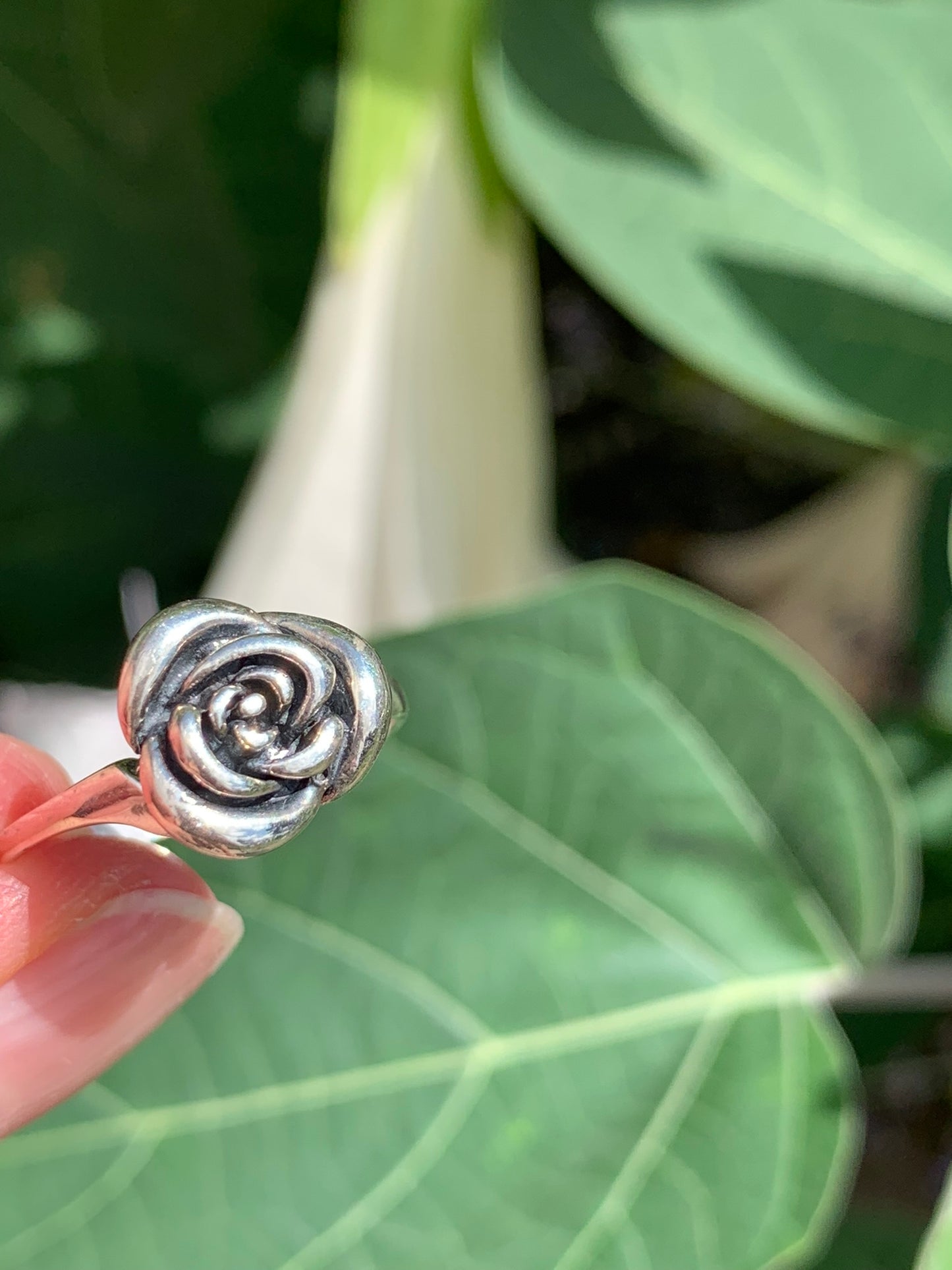 Sterling Silver ROSE Ring 8.5