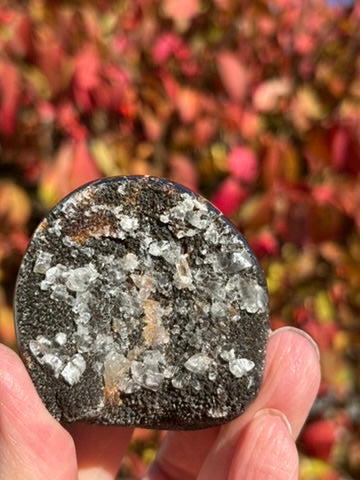 Septarian Druzy Dragon Egg with Calcite crystals - Madagascar