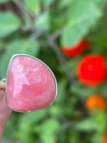 Pink Opal Ring Size 7.5 Adjustable