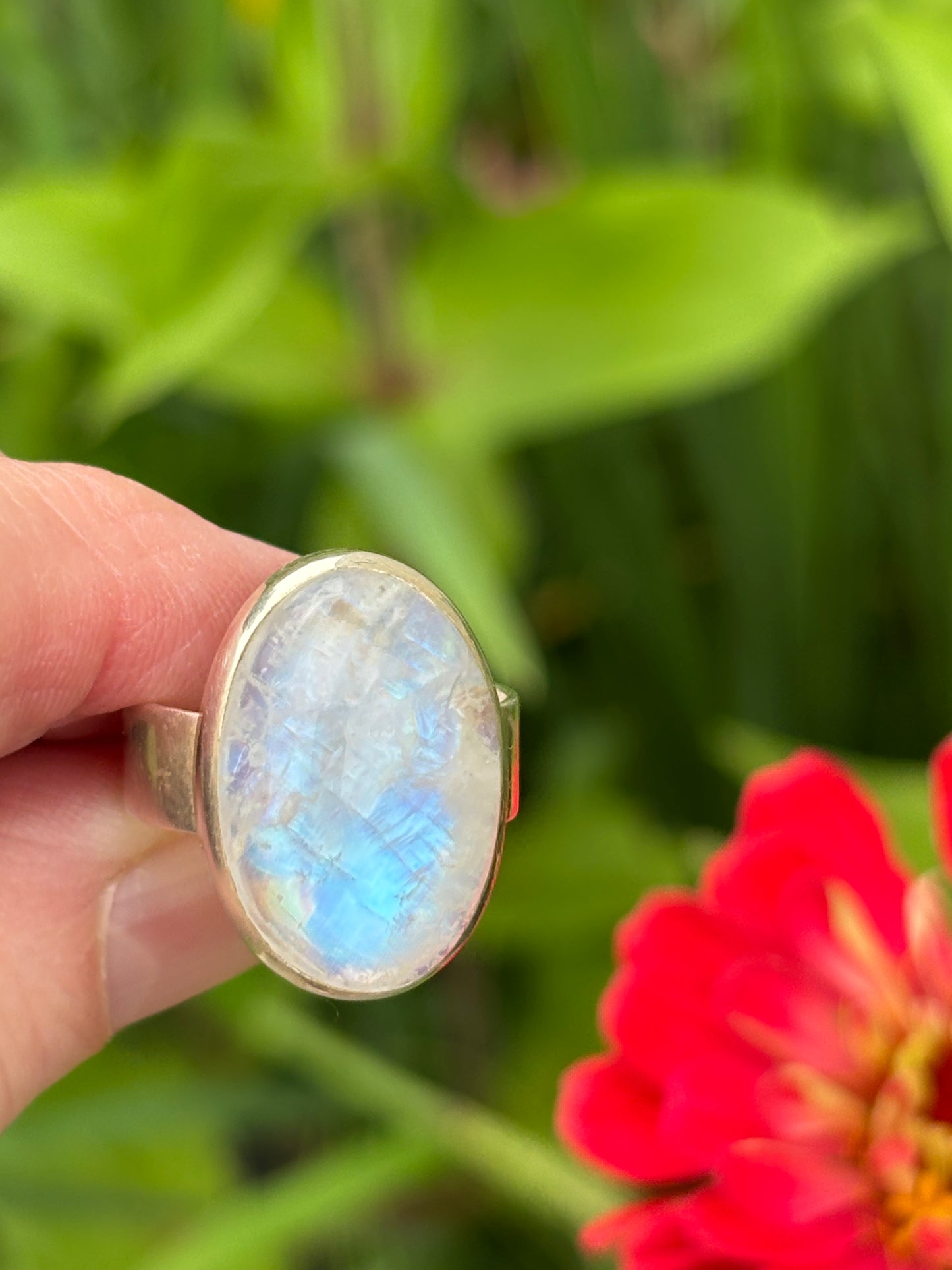 Rainbow Moonstone Ring size 8