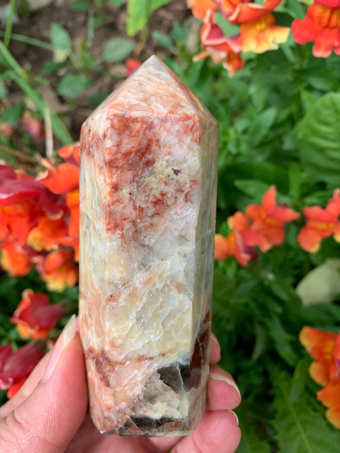 Fire Quartz -  Red Moonstone Generator with Smokey Quartz