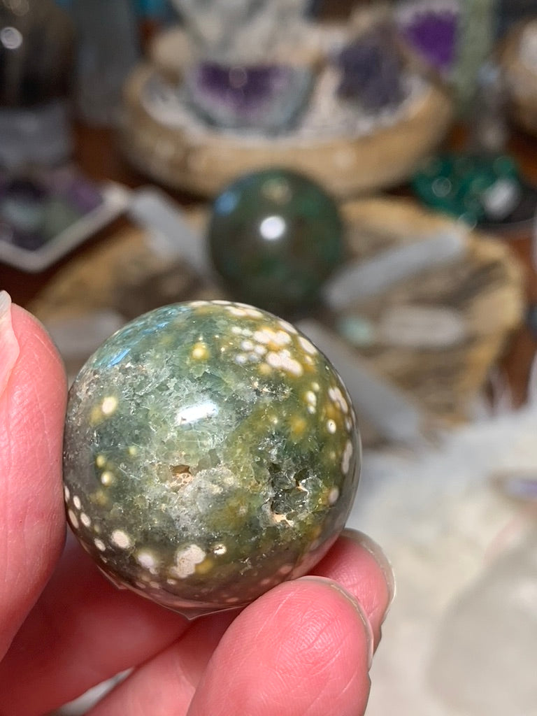 Ocean Jasper Sphere - 8th Vein - Teal