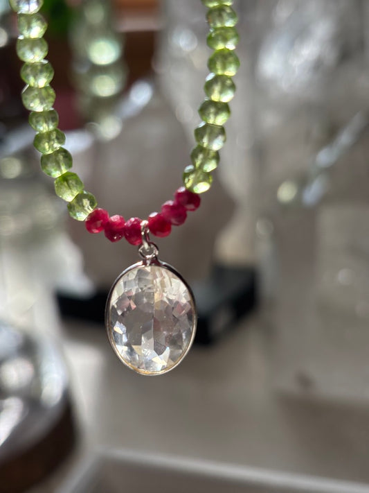 Celestial Gate — Peridot, Red Spinel and Lemurian Quartz