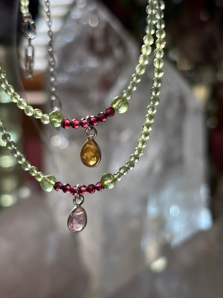 Solar Heart - Peridot, Rhodolite Garnet and Tourmaline
