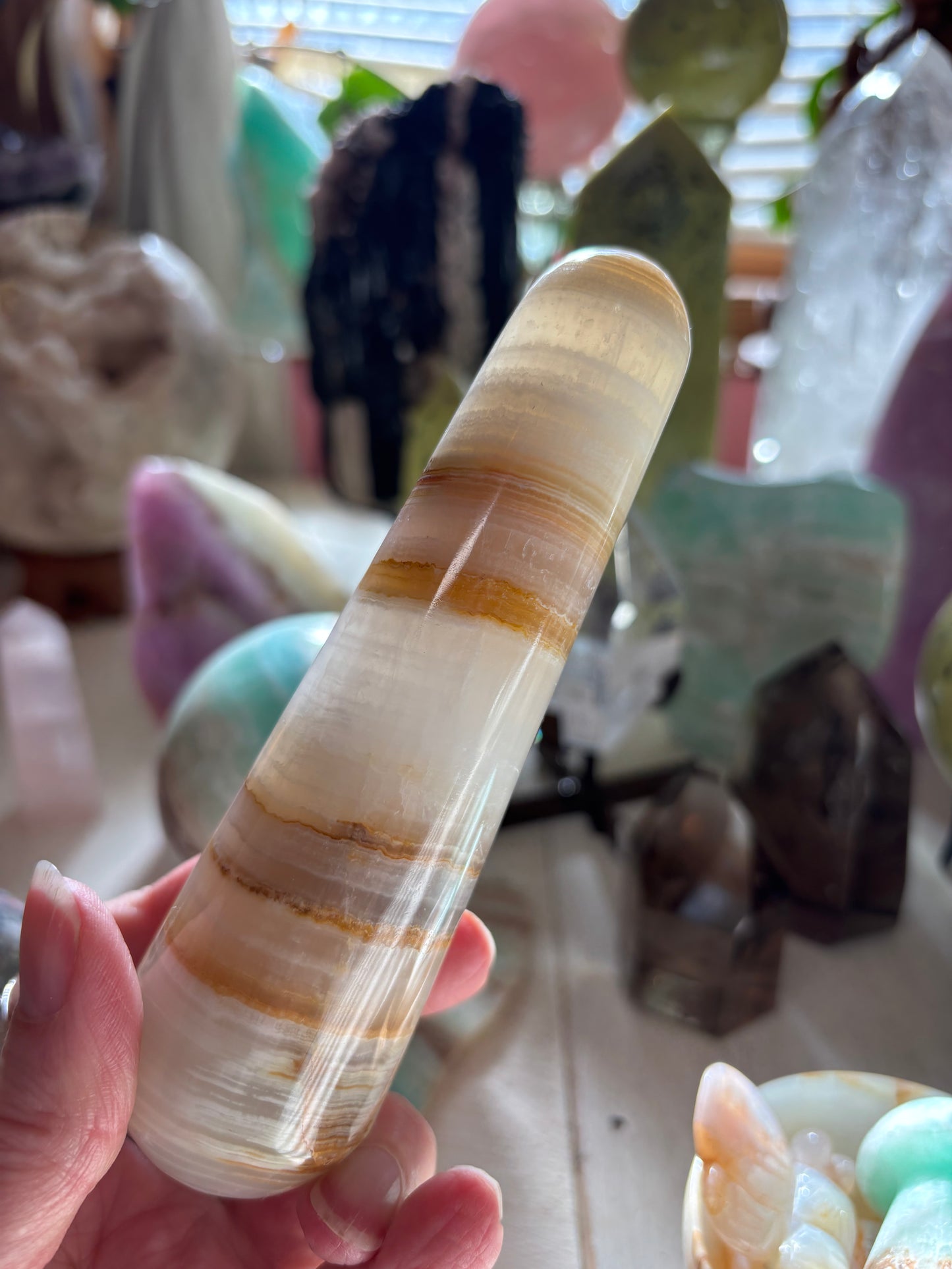 Watermelon Calcite - Massage Wand - Pakistan