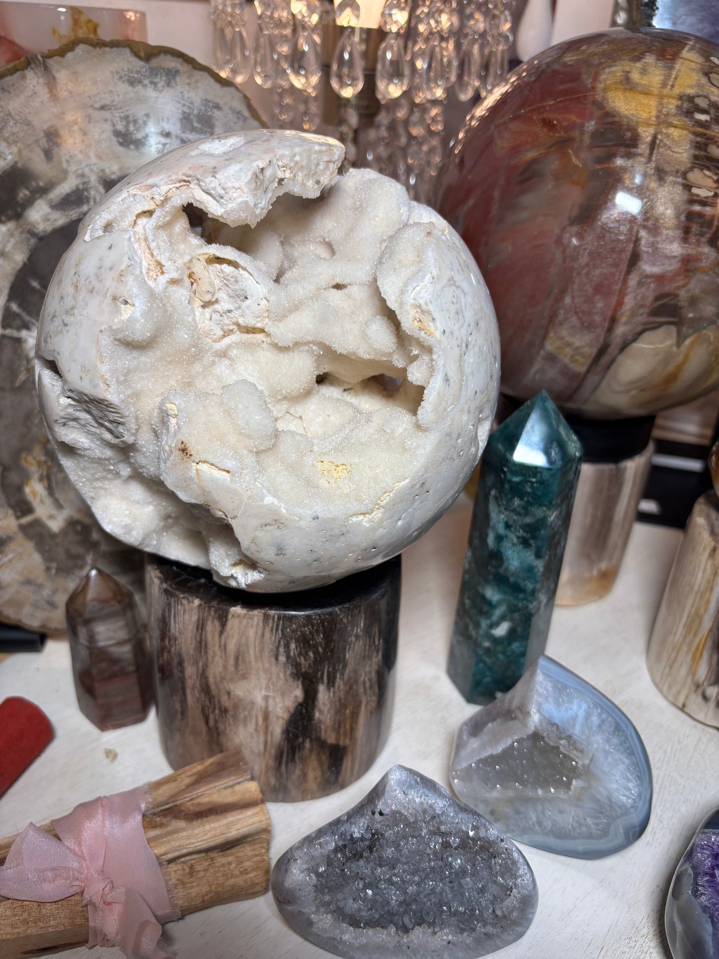 UV Druzy Calcite Sphere - Indonesia