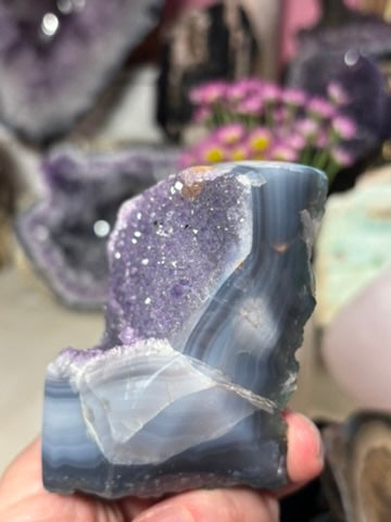 Amethyst Cluster with Banded Agate | Brazil
