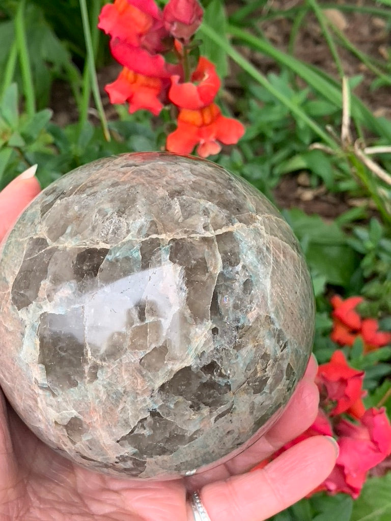 Amazonite with Smokey Quartz Sphere