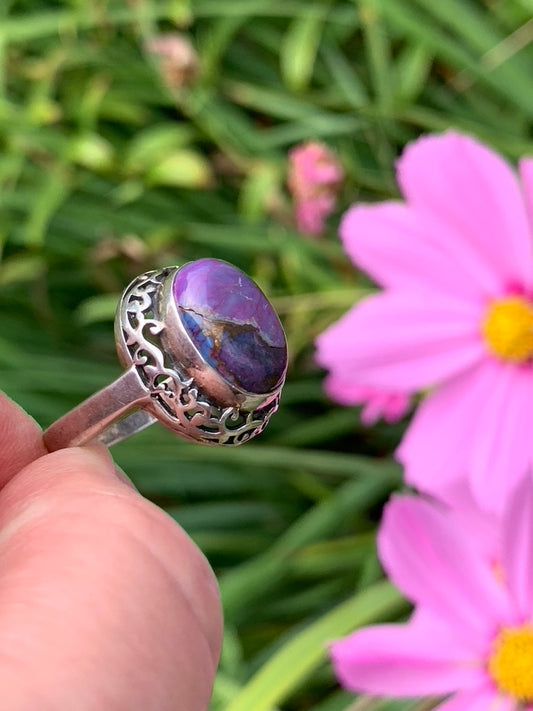 Purple Copper Turquoise Ring Size 8.5