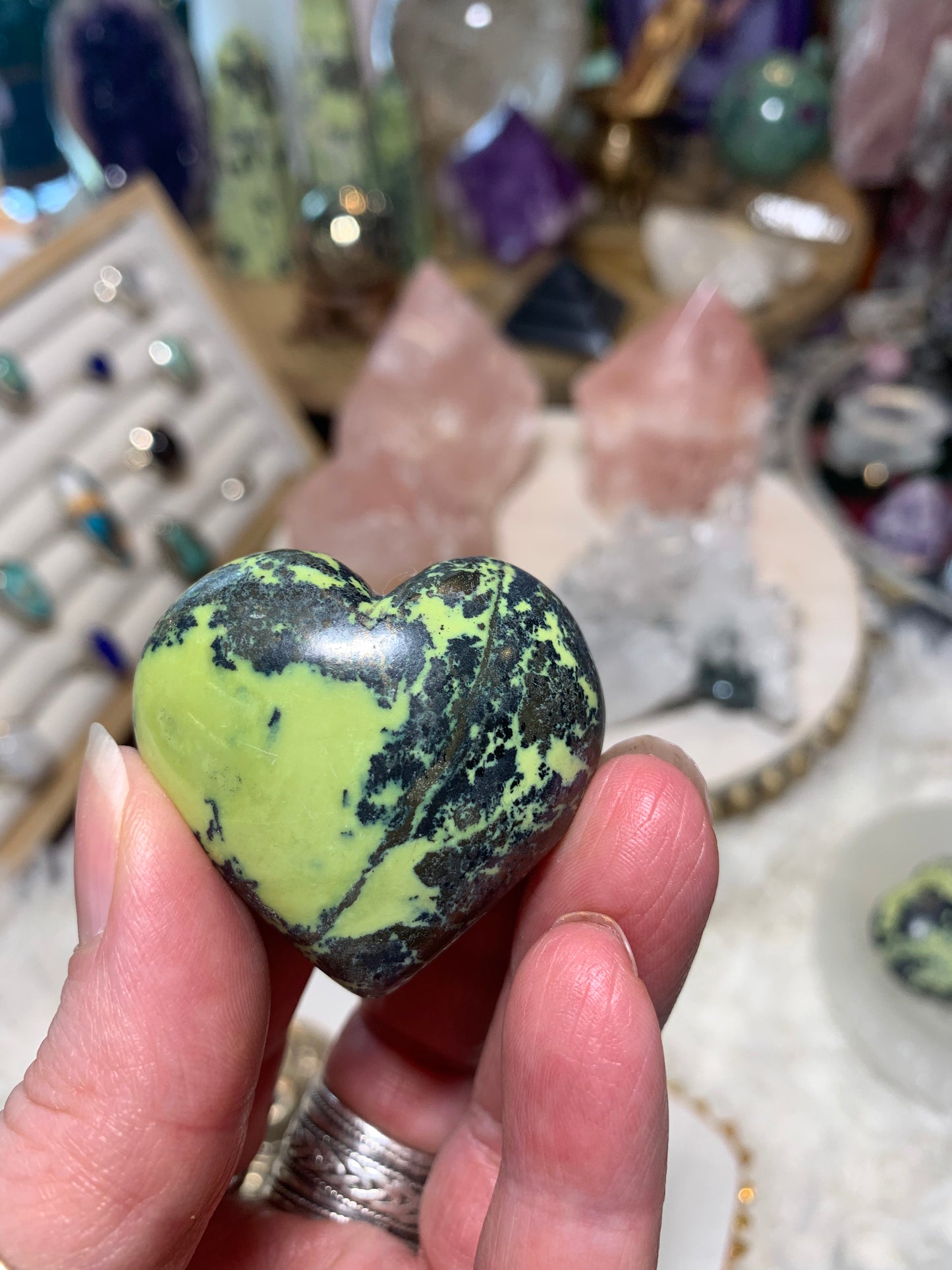 Serpentine with Pyrite heart - Peru