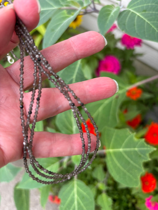 Black Moonstone Faceted Gemstone Necklace - 925 Sterling Silver clasp