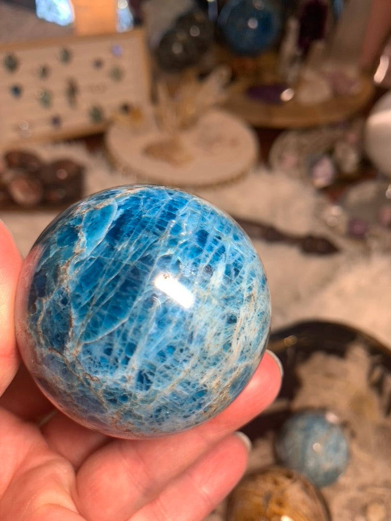 Blue Apatite Sphere