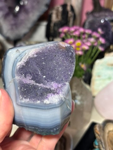 Amethyst Cluster with Banded Agate | Brazil