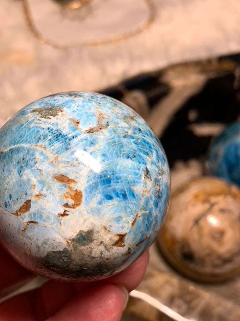 Blue Apatite Sphere - Madagascar