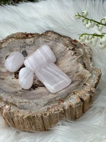 Pink Mangano Calcite - SET OF TWO - Palm Stone - Pakistan