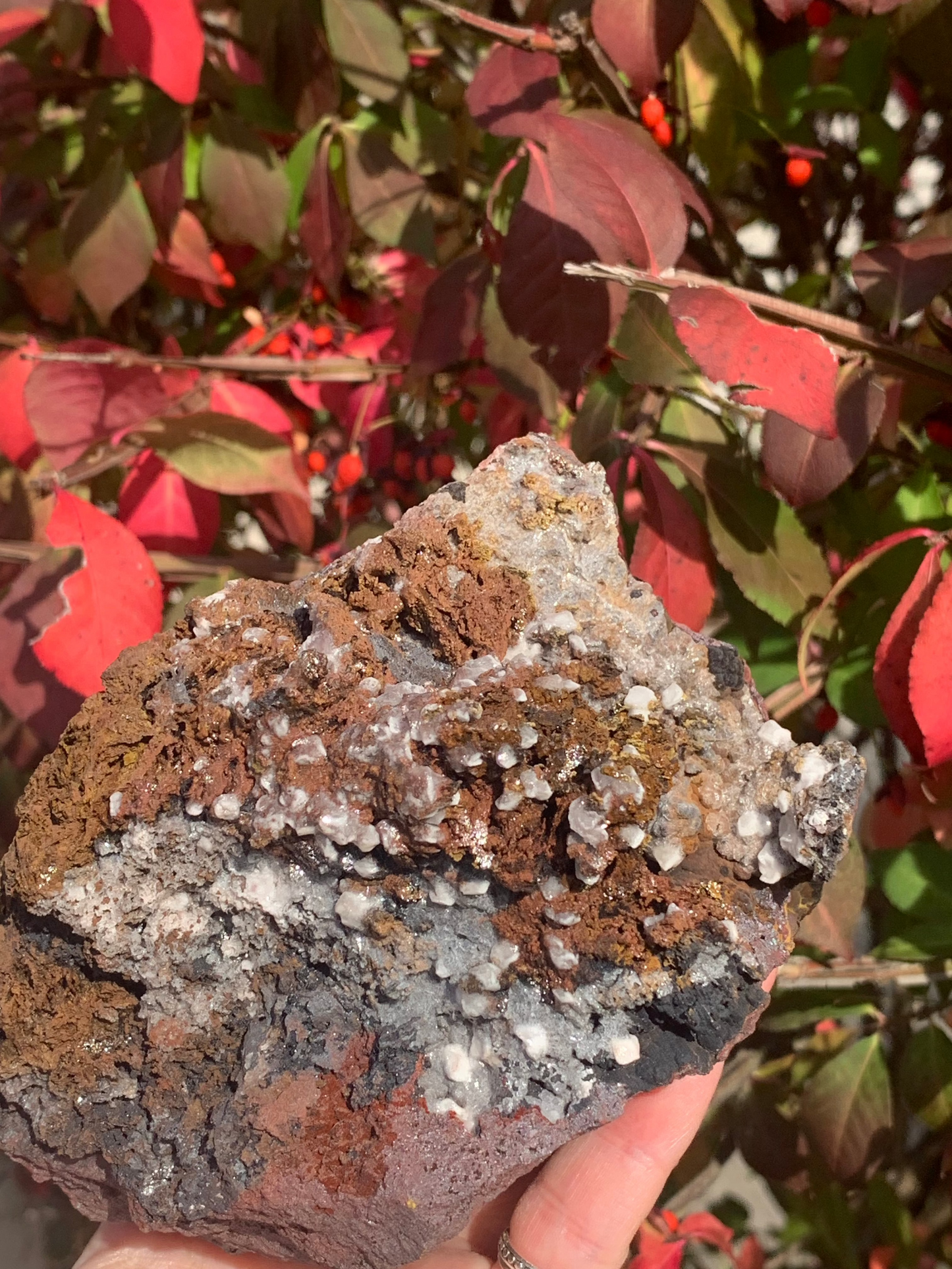 Goethite and Calcite with inclusions Cluster - Morocco