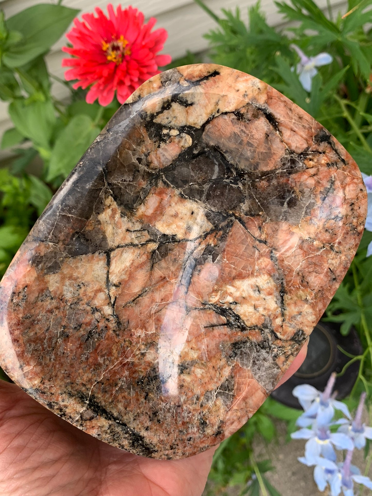 Smokey Quartz and Black Tourmaline in Feldspar bowl - Madagascar