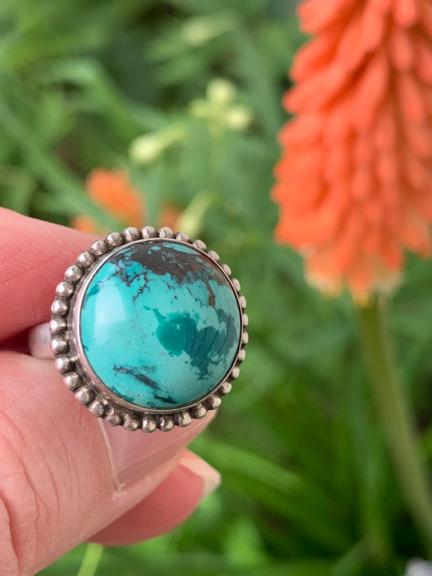 Turquoise with Malachite Ring size 7