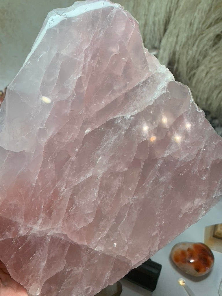 Rose Quartz Slice - Rainbow - Madagascar