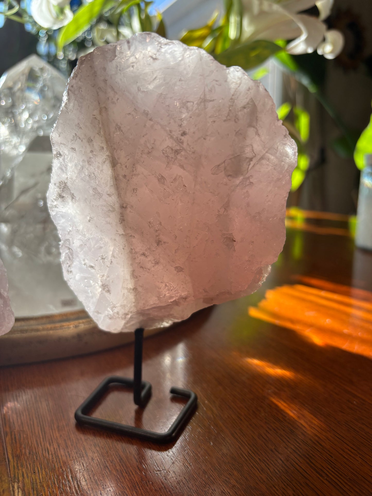 Rose Quartz - natural on stand