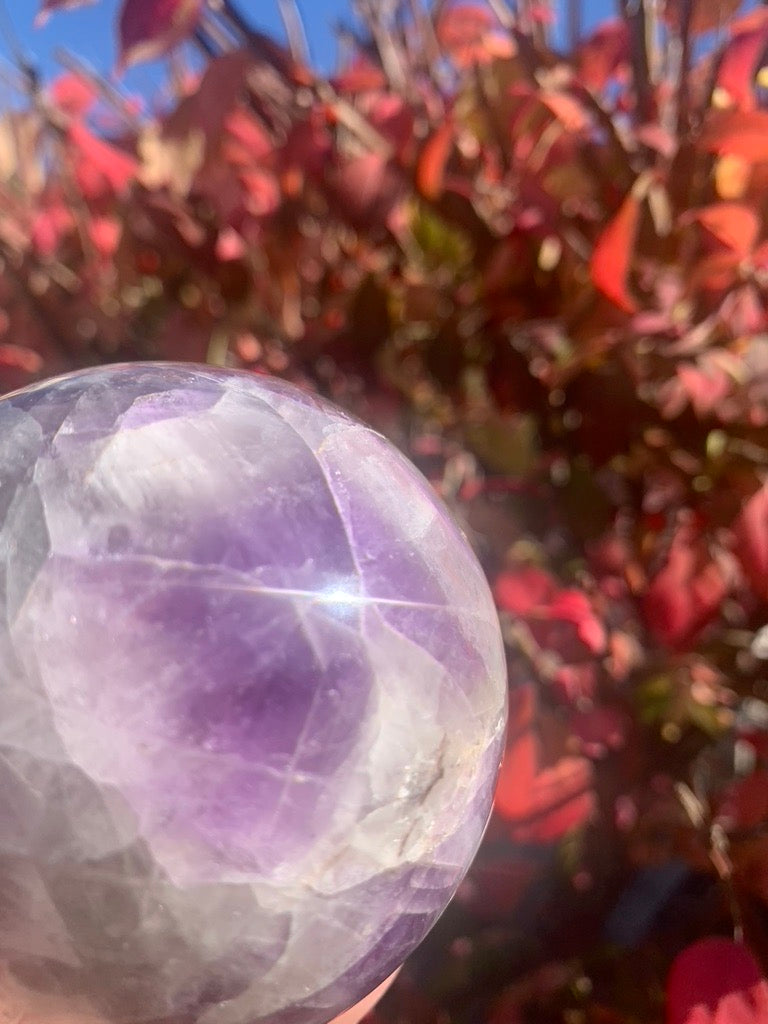 Dream Amethyst with Smokey Quartz Sphere - Madagascar