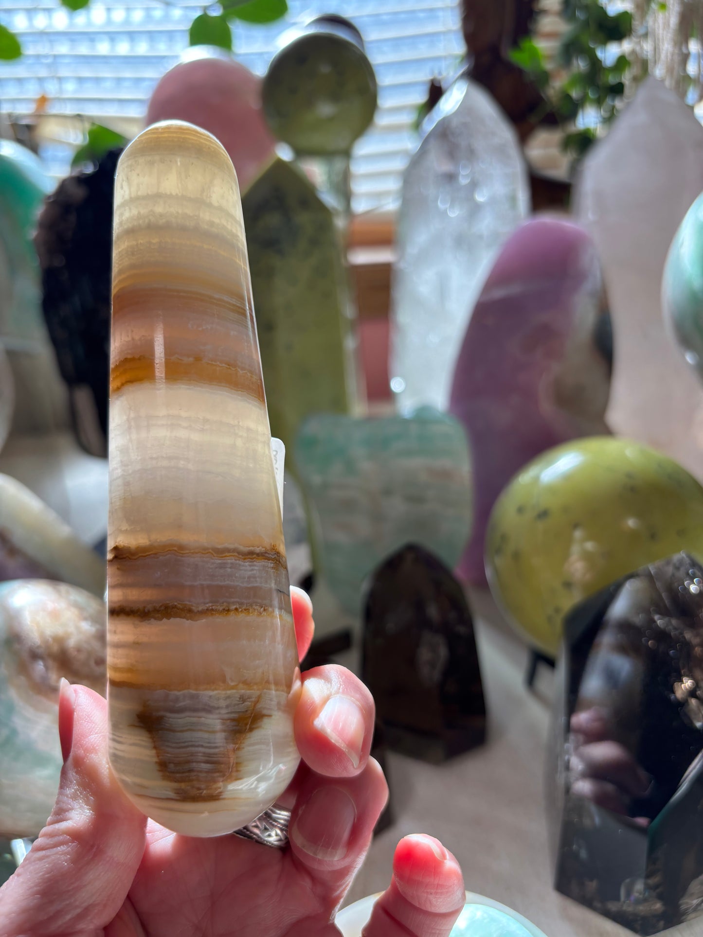 Watermelon Calcite - Massage Wand - Pakistan