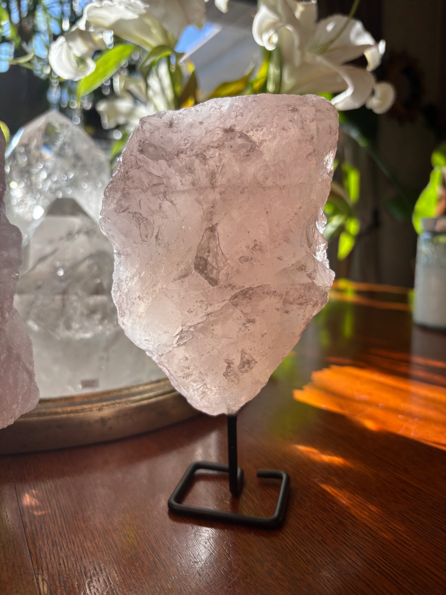 Rose Quartz - natural on stand
