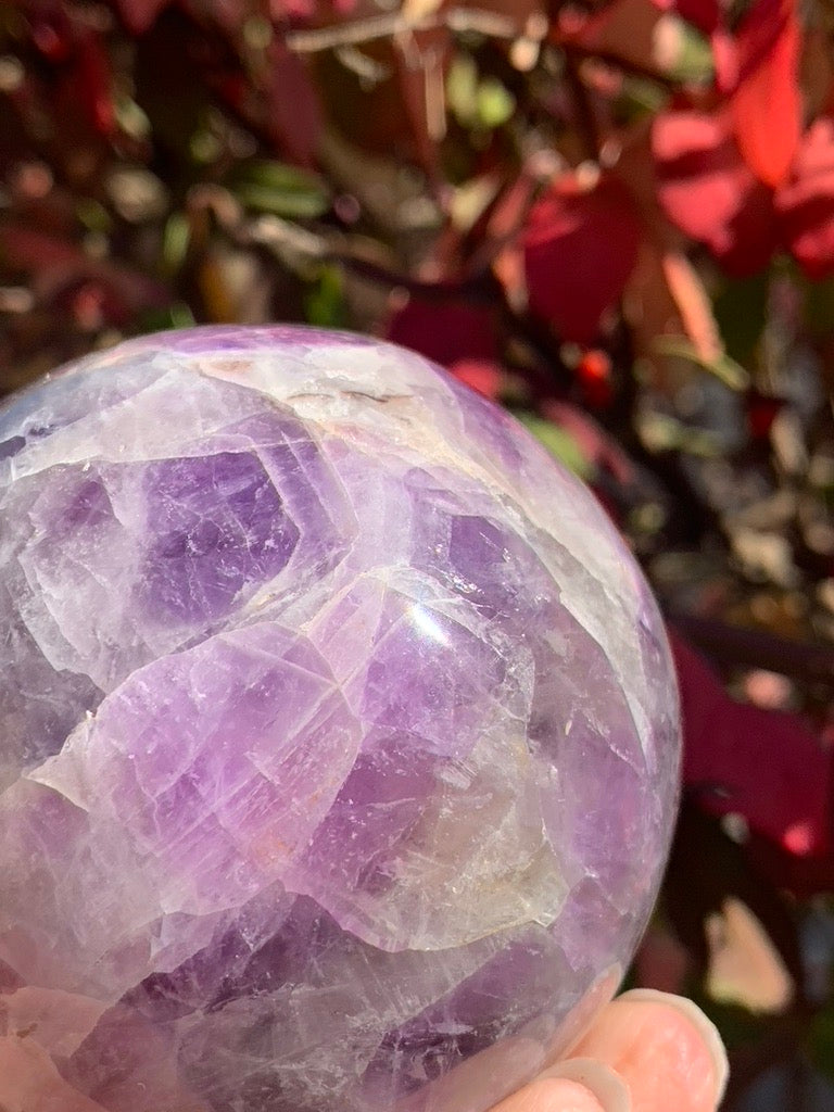 Dream Amethyst with Smokey Quartz Sphere - Madagascar